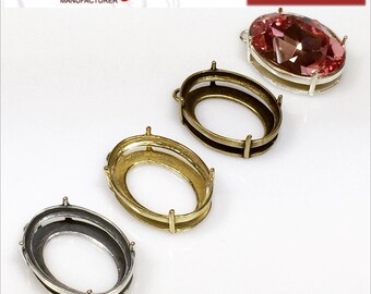 4pcs x Quality Cast 18x13mm Oval Pendant, Bezel Settings, fit European 4120 crystals, Choose your Finish (N11V)
