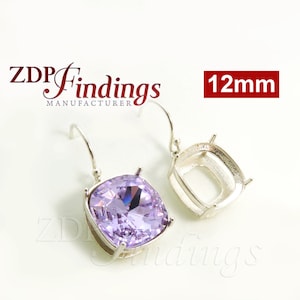 925 Sterling Silver Stamped Quality Cast 12mm Dangle Earrings Settings fit Swarovski 4470 crystals DIY (EN2SH) by ZDP Findings MANUFACTURER