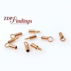 10pcs x 14k Red Rose Gold Rosegold Filled Cord Chain Necklace Ends Caps, Choose Your Size (B900046V)