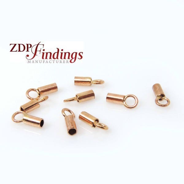 10pcs x 14k Red Rose Gold Rosegold Filled Cord Chain Necklace Ends Caps, Choose Your Size (B900046V)
