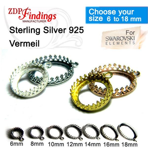 4 pièces x monture de lunette en argent sterling 925, bases de pendentif anti-ternissement, choisissez votre taille et votre couleur – par ZDP Findings MANUFACTURER