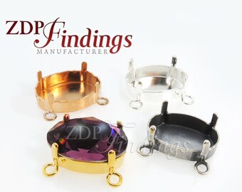 10Pcs X 18x13mm Oval Bezel Cups Setting for European 4120 with 2 loops, Choose your Finish (OV181301LV)