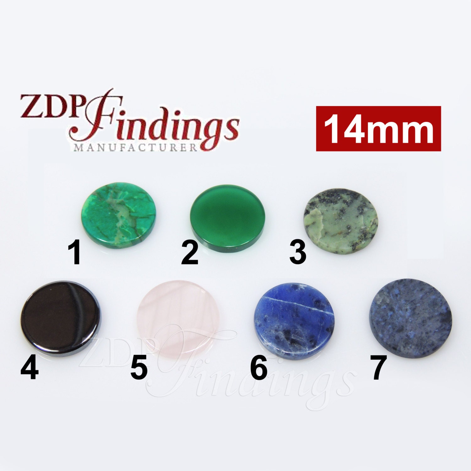 12pcs X Round 14mm Flat Gemstones Choose Your Stone 14RDFLV Etsy