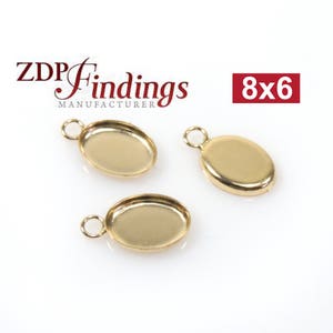 10個 x オーバル 8 x 6 mm ベゼル カップ ペンダント セッティング 14k ゴールドフィルド、ZDP Findings 製造元