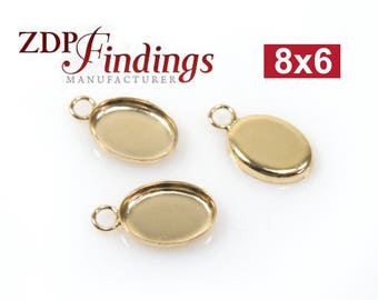 10 piezas x Oval 8x6mm Bisel Copa Colgante Engaste 14k Gold Filled, por ZDP Findings FABRICANTE