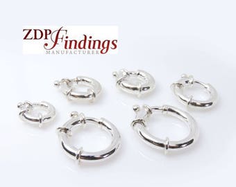 1pc x Big Bold Spring Ring Clasps Sterling Silver 925, Choose Your Size (G5500V)