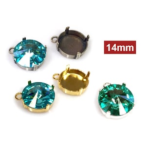 6 colgantes de ajuste de bisel redondo de 14 mm para cristal Swarovski Rivoli 1122, elija su acabado (RD14RIPV)