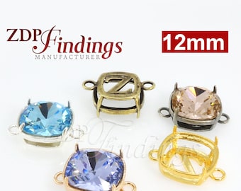 4pcs x Quality Cast 12mm Bezel Tray Setting Connector fit Swarovski 4470 crystals DIY, Choose your Finish (N22LV)