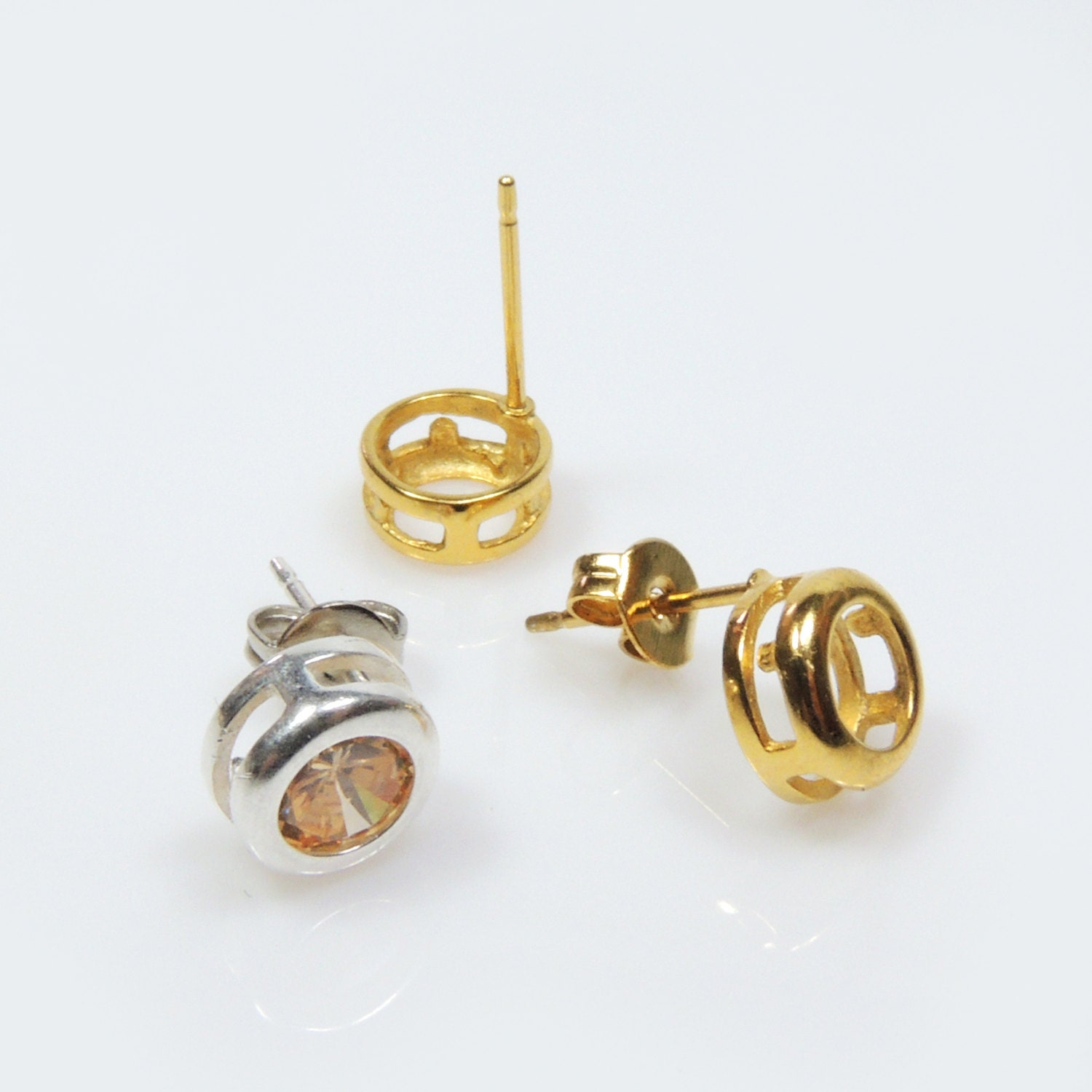 6pcs X 6mm Back Bezel Setting, Bezel Setting Post Earrings