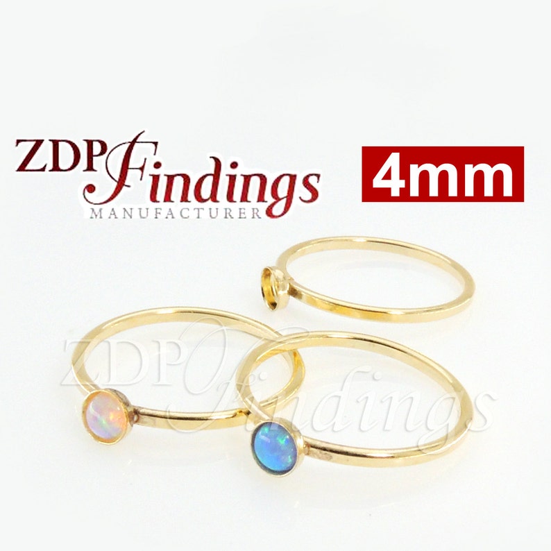 4mm Round 14k Gold filled bezel cup on Ring Blanks (XR04GF) by ZDP Findings MANUFACTURER 