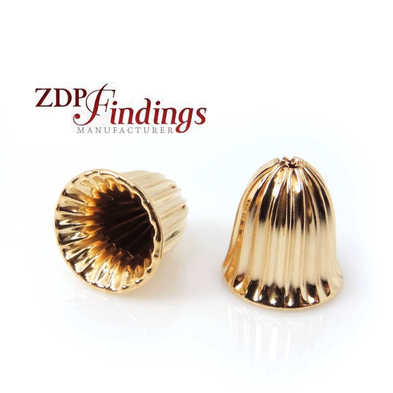 1.5mm hole B910112 2pcs x 14K Gold Filled Delicate End Caps 12x12mm Laser Diamond Cut Textured Spacer Beads