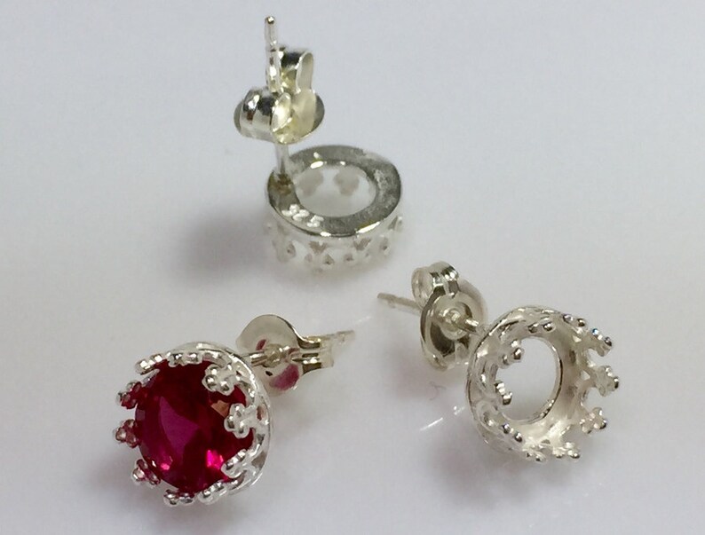 6mm Crown Bezel on Post Earring Stud Settings 925 Sterling Etsy