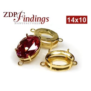 6pcs x Quality Cast 14x10mm Shiny Gold Plated Bezel Connector ,fit Swarovski 4120 crystals DIY (N18GP)