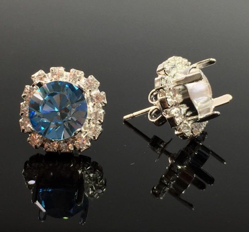 2pcs X Round 8mm Bezel Rhinestone Post Earrings Fit Swarovski Ss39 ...