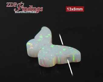 2pcs 13x8mm Opal Butterfly Bead Charm Pulsera colgante Fabricación de laboratorio creado, elija su color (B90016)