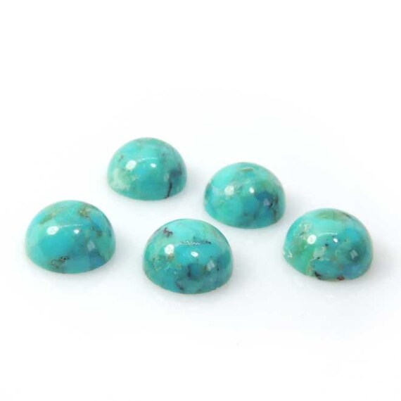 6pcs X Round 8mm Turquoise Stripes Cabochon Gemstones