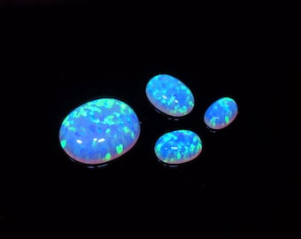 1pc x Oval 14x10mm Blue Opal Lab Created Cabochon Gemstone (OPBOVCB1410)