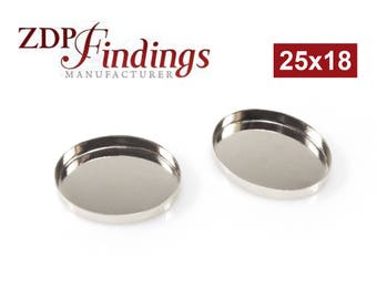 6pcs x Oval 25x18mm Bezel Cups Setting Sterling Silver 925 (OV25180) ZDP Findings MANUFACTURER -