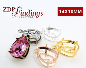 4pcs x Pear Shape 14X10 Cast Bezel Tray Setting, fit European 4320, Choose your Finish (N21PV)