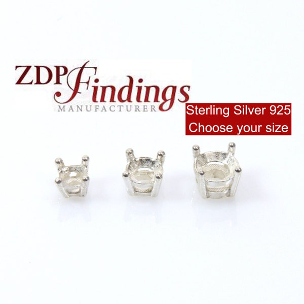 ZDP Manufacturer  10pcs x Sterling Silver 925 Round Bezel Cup Chaton For Setting Single Gemstone, Choose Your Size 3/4/5mm (A492V)