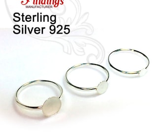 2pcs x Sterling Silver 925 Classic Ring Blank Base for Gluing, Select Your Ring Size (XR9V) Silver Ring bezel