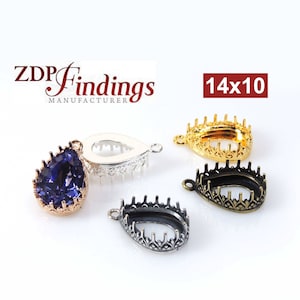 4pcs x 14x10mm Pear Shape Crown Bezel Tray Setting Pendant fit European 4320 Crystal,Choose your Finish (L1PR14PV) ZDP Findings MANUFACTURER