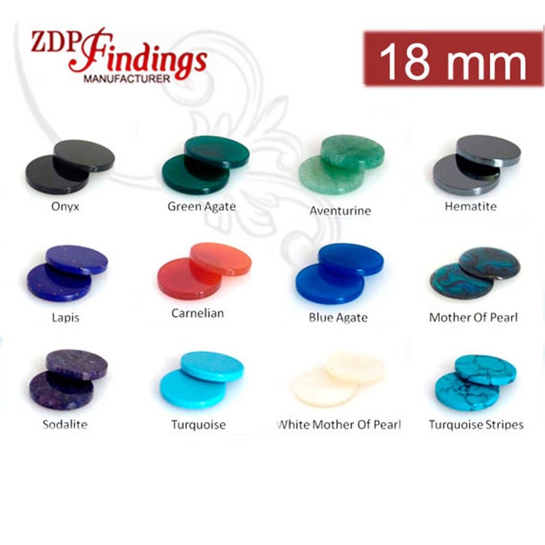 4Pcs x Round 18mm Flat Gemstones for your Choice 18RDFLV Etsy