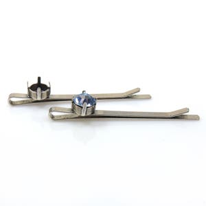 2pcs x Hair pin  Bobby Pin base fit Swarovski ss39, Silver plated (BOB39ASP)