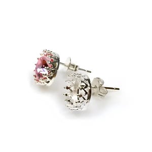 4pcs x Round 8mm Sterling Silver 925 Quality Cast Bezel Post earring Sterling Silver 925 with ear backs (956328)