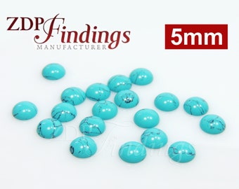 12pcs x Round 5mm Turquoise Stripes Cabochon Gemstones (TRQSRDCB5)