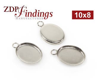 10pcs x 10x8mm Oval Bezel Cup Sterling Silver 925 Low Wall for Gluing (OV1081F) ZDP Findings MANUFACTURER