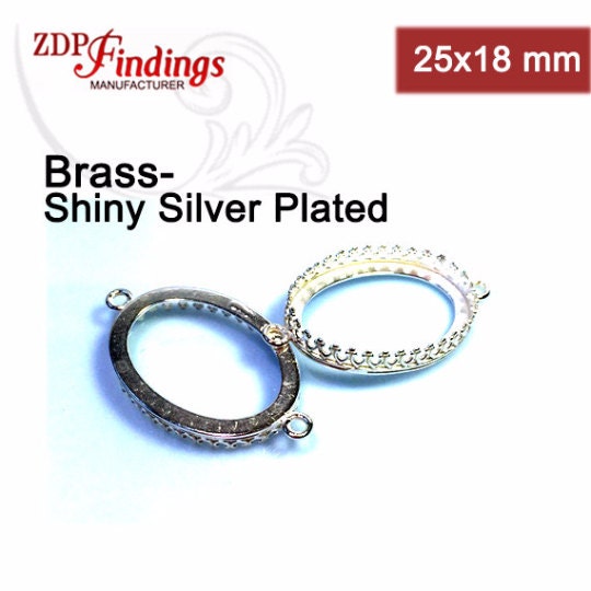 6pcs X Quality Cast 25x18mm Oval Bezel Cup Connector, Choose