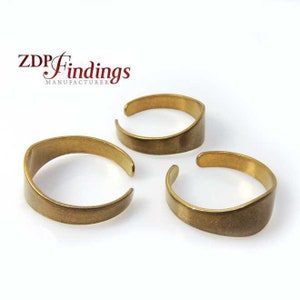 20pcs x Adjustable Shiny Brass Bronze Ring Making Setting Blank Base Large Strong Lead and Nickel Free Findings, 8mm top (RGBS1)