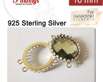 2 stücke x Runde 16mm Qualität Cast Bezel Cup Verbinder Zum Setting Glänzende Sterling Silber 925 (8699SH)