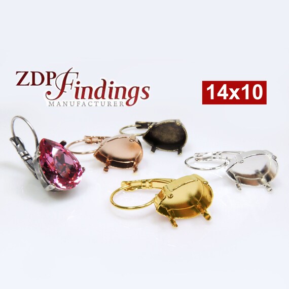 Choose you 2pcs x Teardrop 14x10mm Bezel Rhinestone Earrings Fit Swarovski 4320