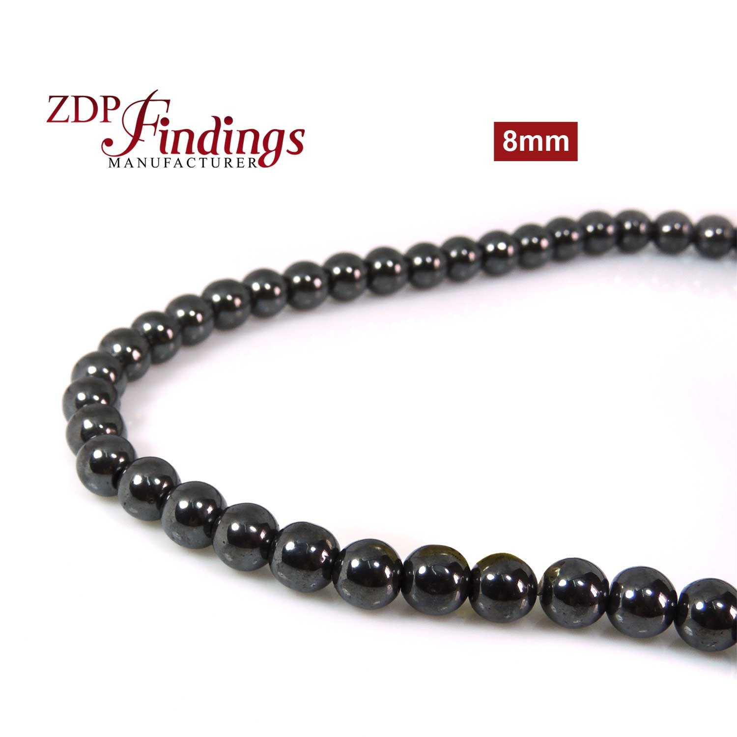 Perline Pietre Ematite Rotonde Nere 8mm – 53 Pezzi Su Filo Per Creare Gioielli Fai Da Te