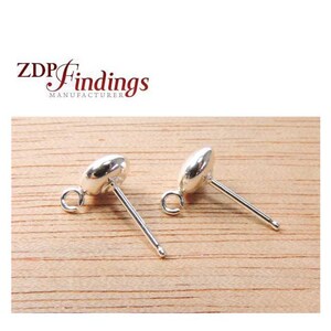 4pcs x Rondelle Shape 4mm/5mm Sterling Silver 925 Post Stud Earring Making With Open Loop, Choose Your Size (E19000XV)