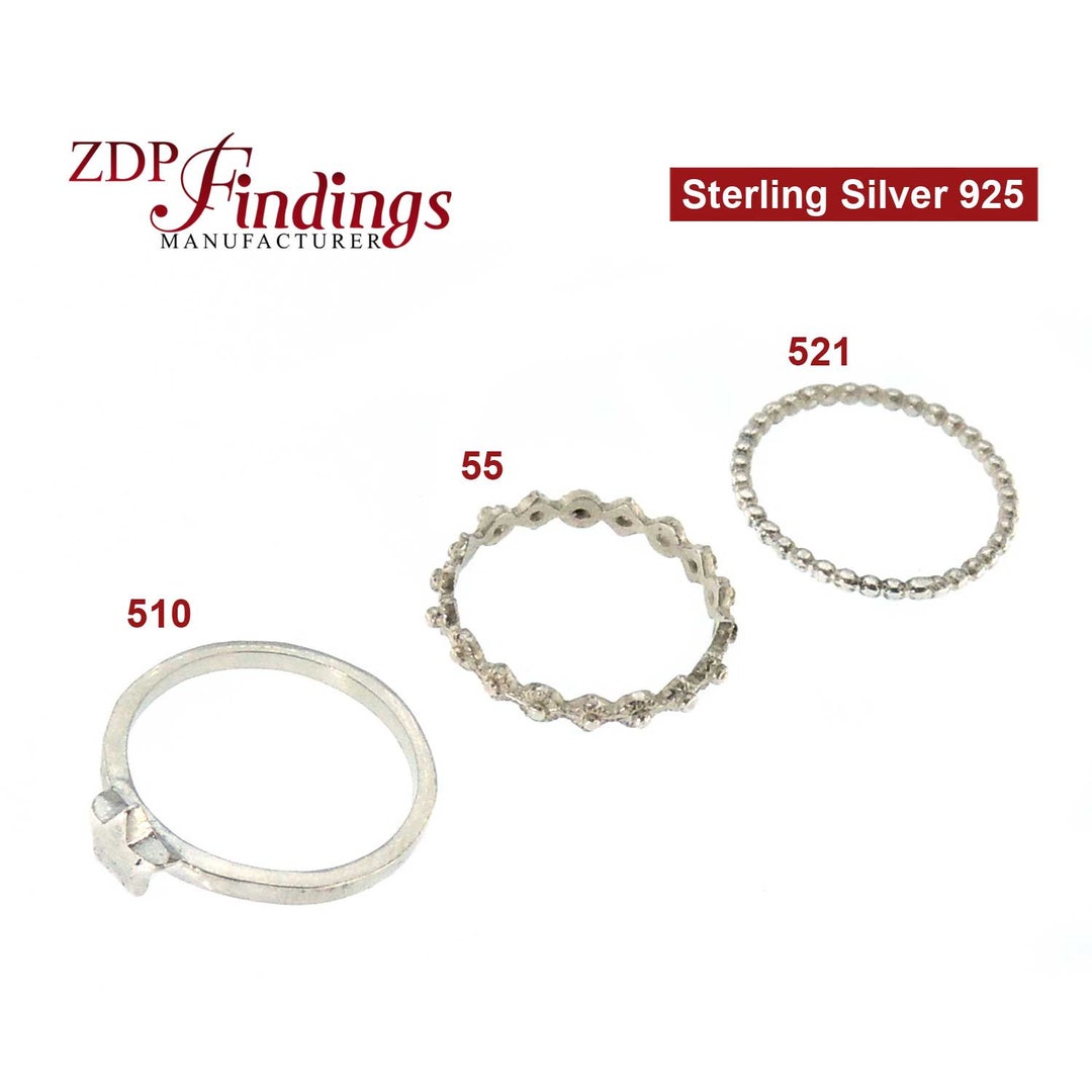 Sterling Silver 925 Stylized Classic Fashion Stack Rings, Stackable ...