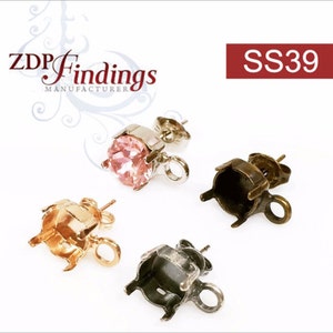 10pcs x Round ss39 Bezel Earrings On Post Suitable Rivoli Swarovski 39ss - Choose your Finish (PO39SSPV)
