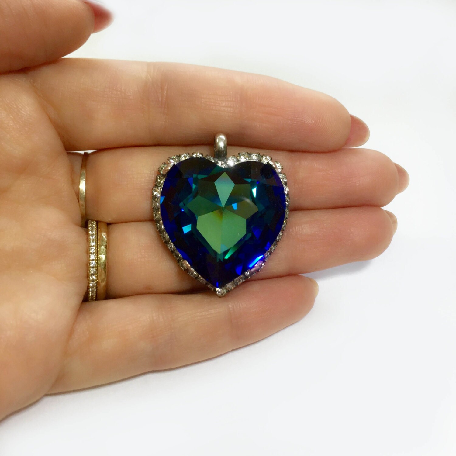 28mm Heart Rhinestone Base Setting Pendant Fit European 4827 Crysal ...
