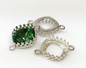 4pcs x Connectors 925 Sterling Silver 12mm fit European 4470 Base Bezel Cups Setting for Pendant or Earring DIY (9501SH)