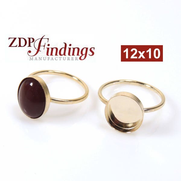 12x10mm Gold Filled 14k Oval Bezel Cup Ring Setting, Choose your Ring Size (R1210GF)