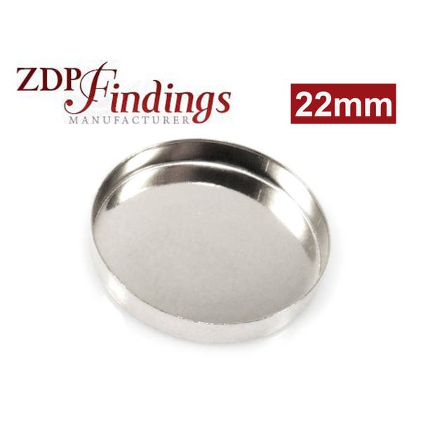 4pcs x Round 22mm Bezel Cups Sterling Silver 925 - choose your depth  ZDP Findings MANUFACTURER