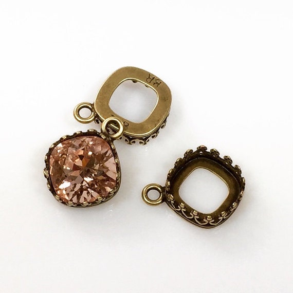 10pcs X Square 10mm Base Bezel European 4470 Tray for Pendant or