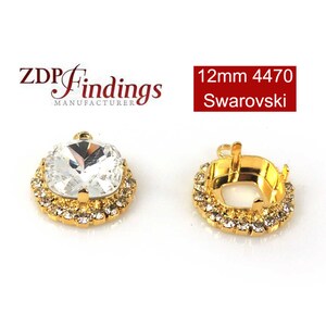 2 pcs x Square 12mm Gold Plated Bezel Tray Rhinestone Pendant Setting Open Back fit Swarovski 4470 Crystal (SQ12HPCRYGP)