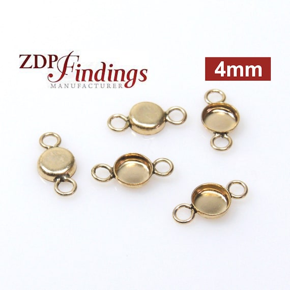 10pcs X 14k Gold Filled Round 4mm Bezel Cups Connectors RD44GF by