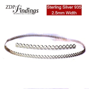 12 Inch (30.5cm) x 2.5mm Width Sterling Silver 935 Strip Gallery Decorative  Pattern wire Sterling Silver Wire (C000104)by ZDP Findings