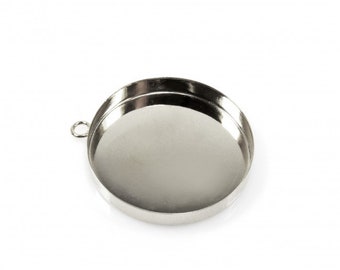 ZDP Manufacturer! 2pcs x 24mm round Bezel Cups Settings Blanks Sterling Silver 925, with or without soldered loops