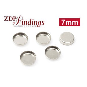 24pcs x Round 7mm Bezel Cups Sterling Silver 925 (RD70V)