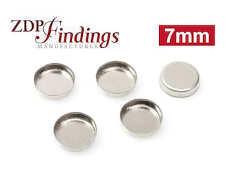 24 Stück x 7 mm Bezel Cups Sterling Silber 925 (RD70V)